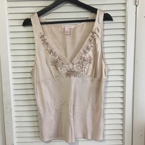Rebecca Taylor Hammered Silk Beaded Embroidery Top